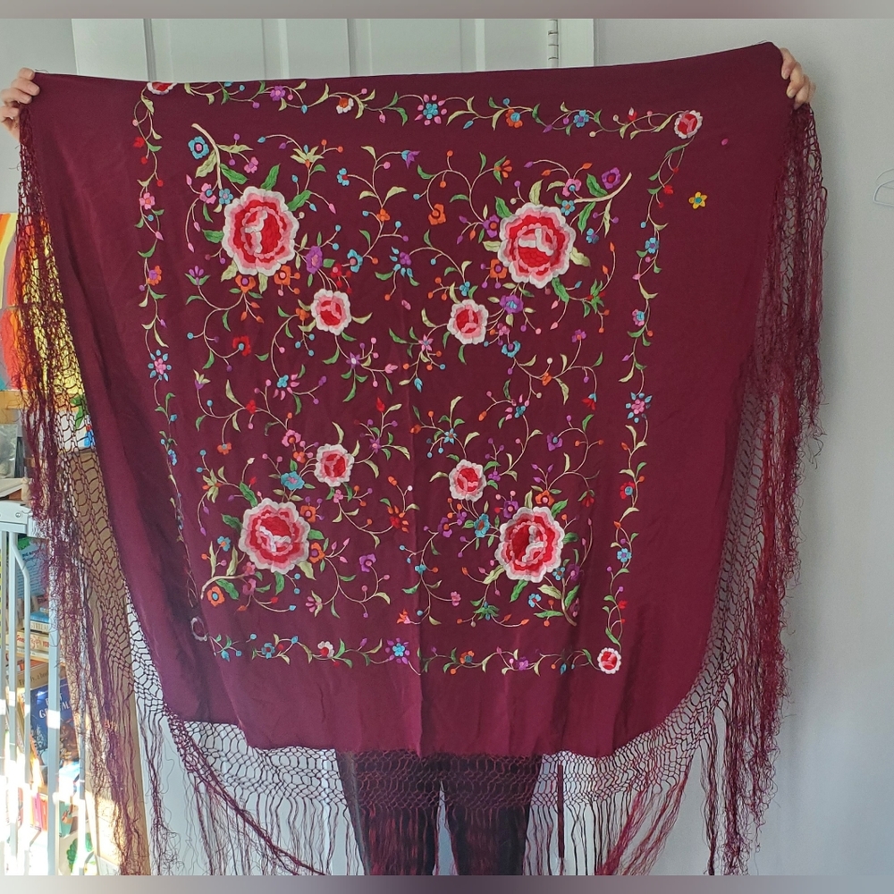 Red Silk Spanish Shawl